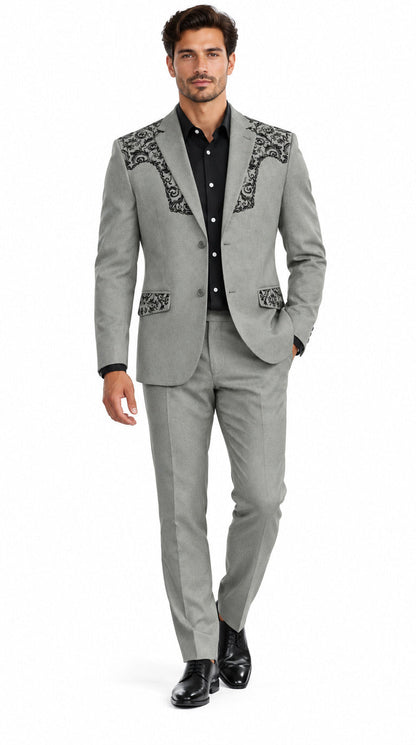 Men's Suede Cowboy Blazer Ultra Slim Fit LAM-516 in Color Gray