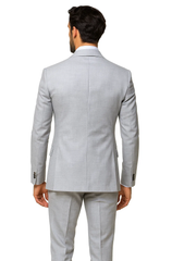 Suits With Baggy Pleated Pants - Wide Leg Pants 100% Wool - Classic Fit in Grey One Button 3 Piece Suit by Rossiman