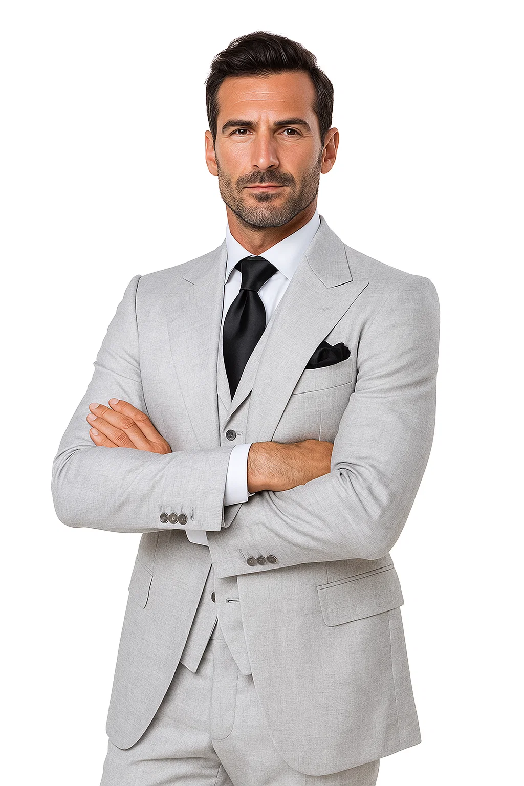 Suits With Baggy Pleated Pants - Wide Leg Pants 100% Wool - Classic Fit in Grey One Button 3 Piece Suit by Rossiman 5   - from alligatorwarehouse.com