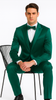 Men's Green Satin Double Breasted 3-Piece Suit with Peak Lapel Vest and Matching Bowtie – Tazzio Slim Fit Formalwear 3 M390SK-07-42R  - from alligatorwarehouse.com