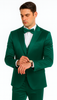 Men's Green Satin Double Breasted 3-Piece Suit with Peak Lapel Vest and Matching Bowtie – Tazzio Slim Fit Formalwear 6 M390SK-07-42R  - from alligatorwarehouse.com