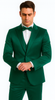 Men's Green Satin Double Breasted 3-Piece Suit with Peak Lapel Vest and Matching Bowtie – Tazzio Slim Fit Formalwear 8 M390SK-07-42R  - from alligatorwarehouse.com
