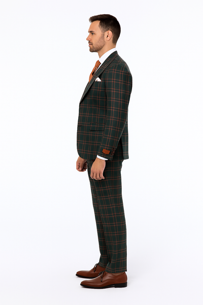 Mens Green Suit - Designer Brand Suit No Pleated Pants Modern Fit 3 Steve-Green-05  - from alligatorwarehouse.com