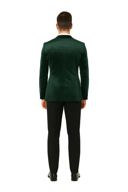 Green Velvet Double Breasted Tuxedo Jacket – Wedding & Prom