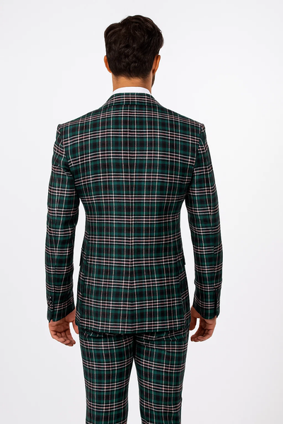 Suits With Baggy Pleated Pants - Wide Leg Pants 100% Wool - Classic Fit in Green Color by Rossiman 4   - from alligatorwarehouse.com