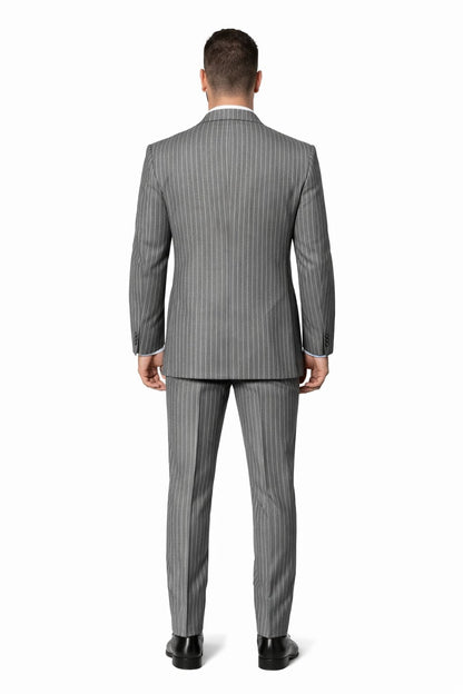 Mens Gangster Pinstripe 2 Button Double Breasted Vest Grey Suit