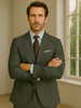 Wool Suit - Italian Made Business Suit by Statement Men's 2 Piece 100% Wool Modern Fit Suit - Subtle Windowpane 12 TRIESTE_Black_38R  - from alligatorwarehouse.com