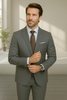 Wool Suit - Italian Made Business Suit by Statement Men's 2 Piece 100% Wool Modern Fit Suit - Subtle Windowpane 13 TRIESTE_Black_38R  - from alligatorwarehouse.com