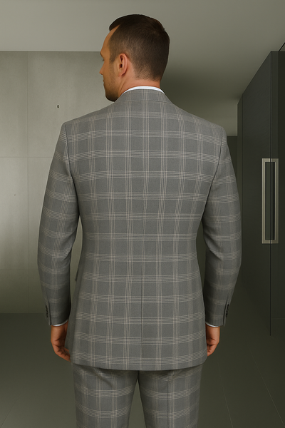 Wool Suit - Italian Made Business Suit by Statement Men's 3 Piece 100% Wool Modern Fit Suit - Coordinating Solid Color Vest 5 ZILONI-2_Grey_38R  - from alligatorwarehouse.com