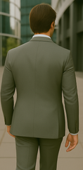 Wool Suit - Italian Made Business Suit by Statement Men's 2 Piece 100% Wool Modern Fit Suit - Subtle Windowpane