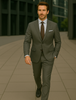 Wool Suit - Italian Made Business Suit by Statement Men's 2 Piece 100% Wool Modern Fit Suit - Subtle Windowpane 11 TRIESTE_Black_38R  - from alligatorwarehouse.com