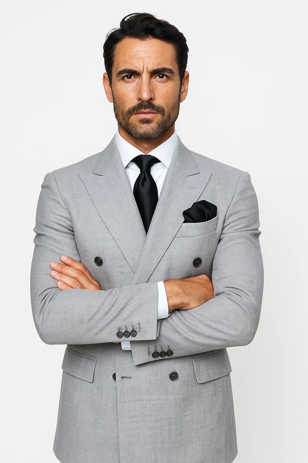 Suits With Baggy Pleated Pants - Wide Leg Pants 100% Wool - Classic Fit in Grey Color by Rossiman 6   - from alligatorwarehouse.com