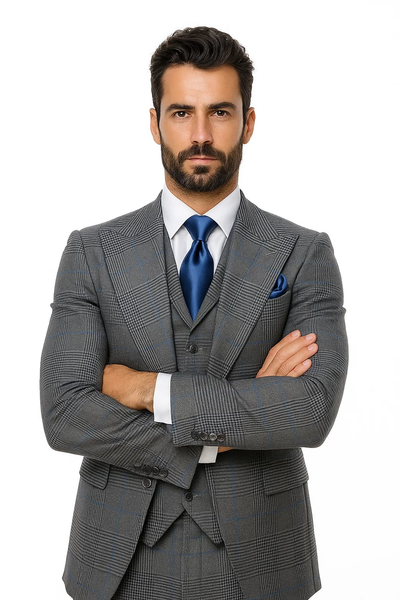 Suits With Baggy Pleated Pants - Wide Leg Pants 100% Wool - Classic Fit Gray Color by Rossiman 5   - from alligatorwarehouse.com