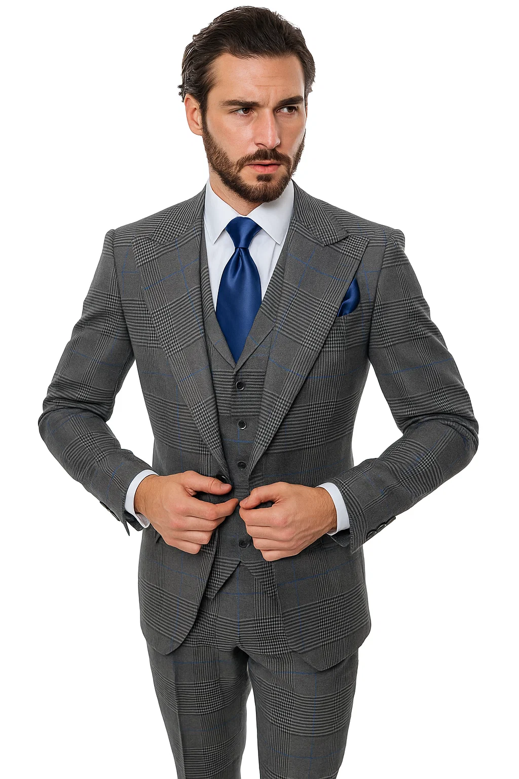 Suits With Baggy Pleated Pants - Wide Leg Pants 100% Wool - Classic Fit Gray Color by Rossiman 6   - from alligatorwarehouse.com