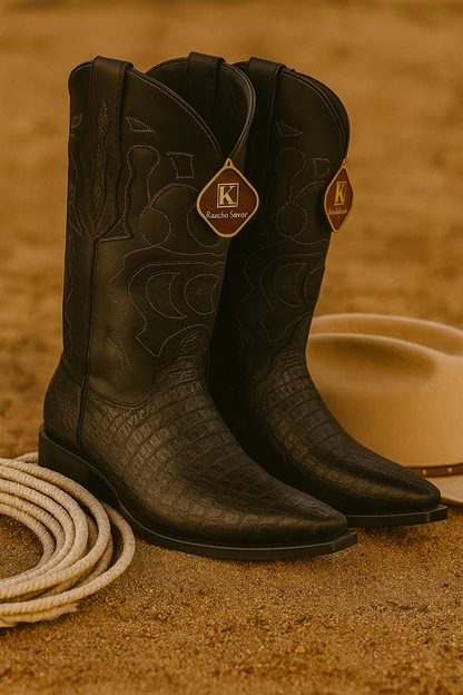 King Exotic Men's Caiman Belly Snip Toe Boots