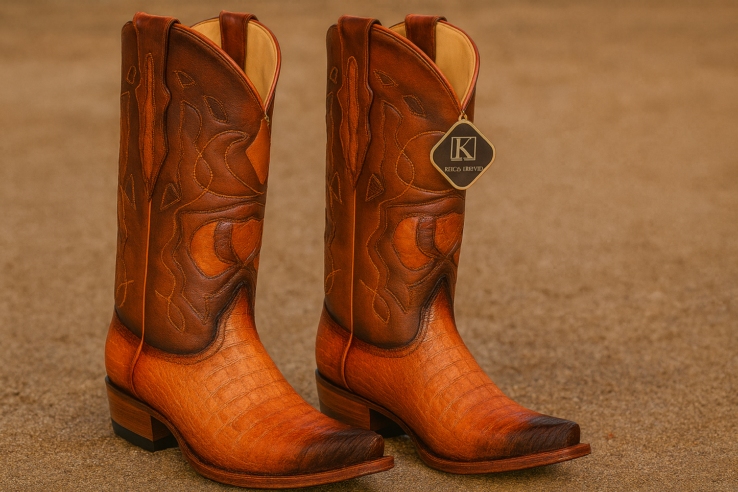 King Exotic Men's Caiman Belly Snip Toe Boots