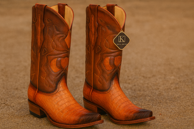 King Exotic Men's Caiman Belly Snip Toe Boots 20 -01  - from alligatorwarehouse.com