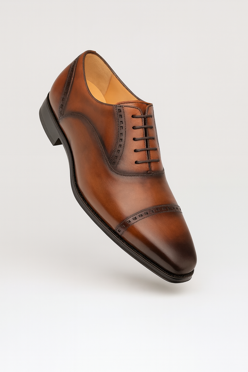 Amaro Leather Cap Toe Cognac By Mezlan Made In Spain Brand