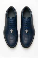 Los Altos Navy Blue Ostrich Leg Lace Up Sneakers