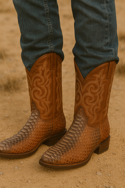 Men's Los Altos Python J-Toe Boots - Rustic 8 LAB-995788-060  - from alligatorwarehouse.com