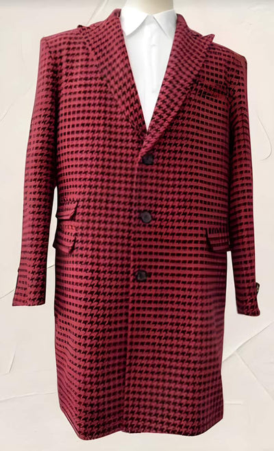 Houndstooth Overcoat - Houndstooth Topcoat - Houndstooth Checker Car Coat Red 11   - from alligatorwarehouse.com