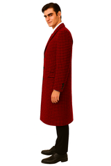 Houndstooth Overcoat - Houndstooth Topcoat - Houndstooth Checker Car Coat Red