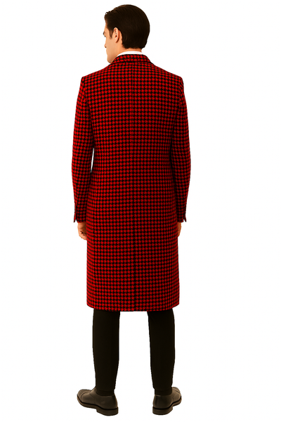 Houndstooth Overcoat - Houndstooth Topcoat - Houndstooth Checker Car Coat Red 8   - from alligatorwarehouse.com