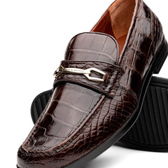 Marco Di Milano Hugo Alligator Bit Loafers Brown