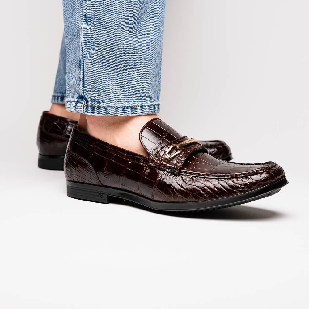 Marco Di Milano Hugo Alligator Bit Loafers Brown