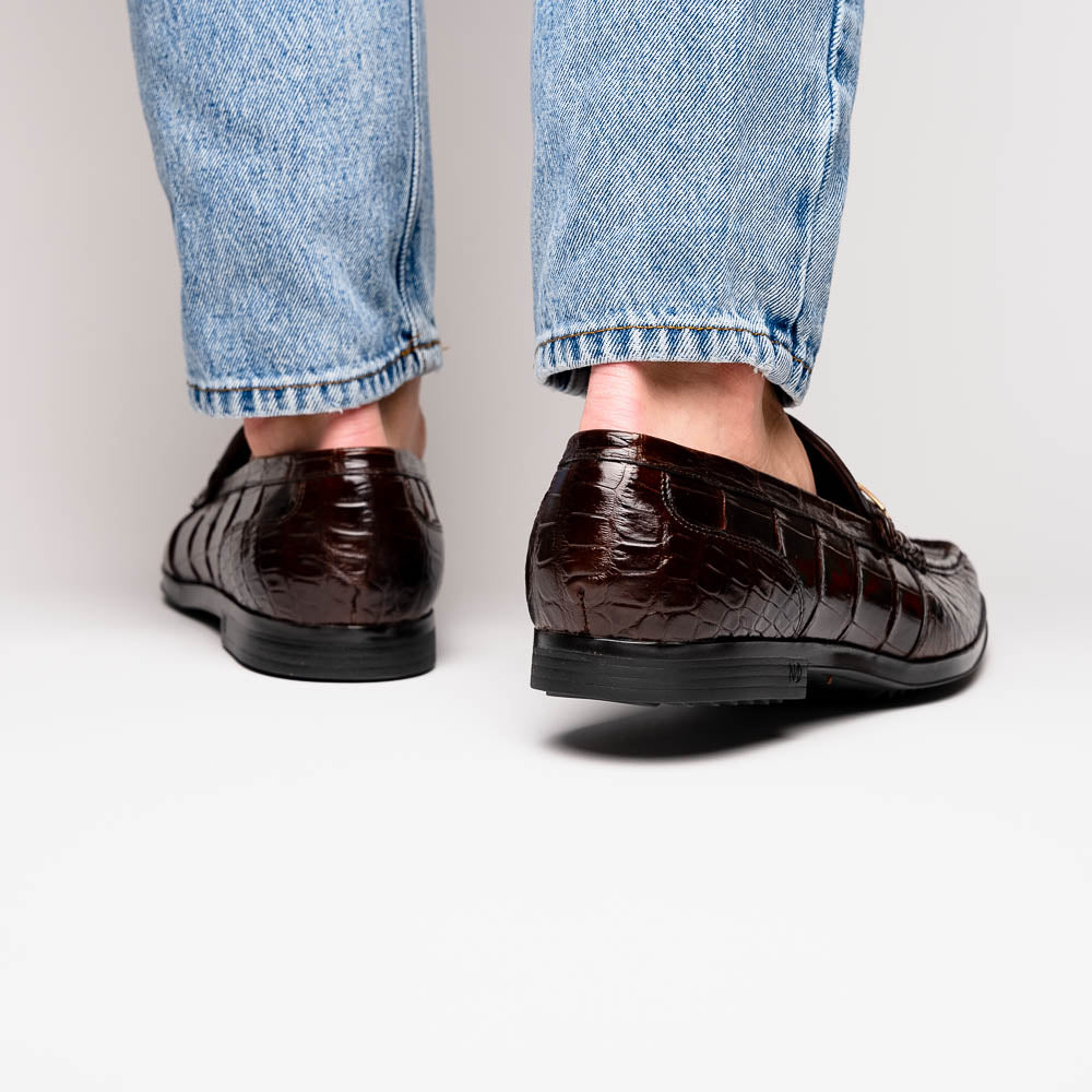 Marco Di Milano Hugo Alligator Bit Loafers Brown