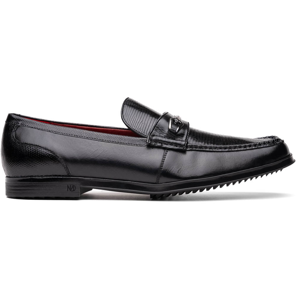 Marco Di Milano Hugo Lizard & Calfskin Bit Loafers Black