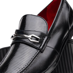 Marco Di Milano Hugo Lizard & Calfskin Bit Loafers Black