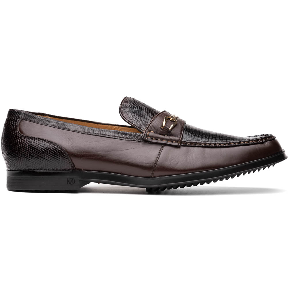 Marco Di Milano Hugo Lizard & Calfskin Bit Loafers Brown