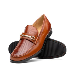 Marco Di Milano Hugo Lizard & Calfskin Bit Loafers Cognac