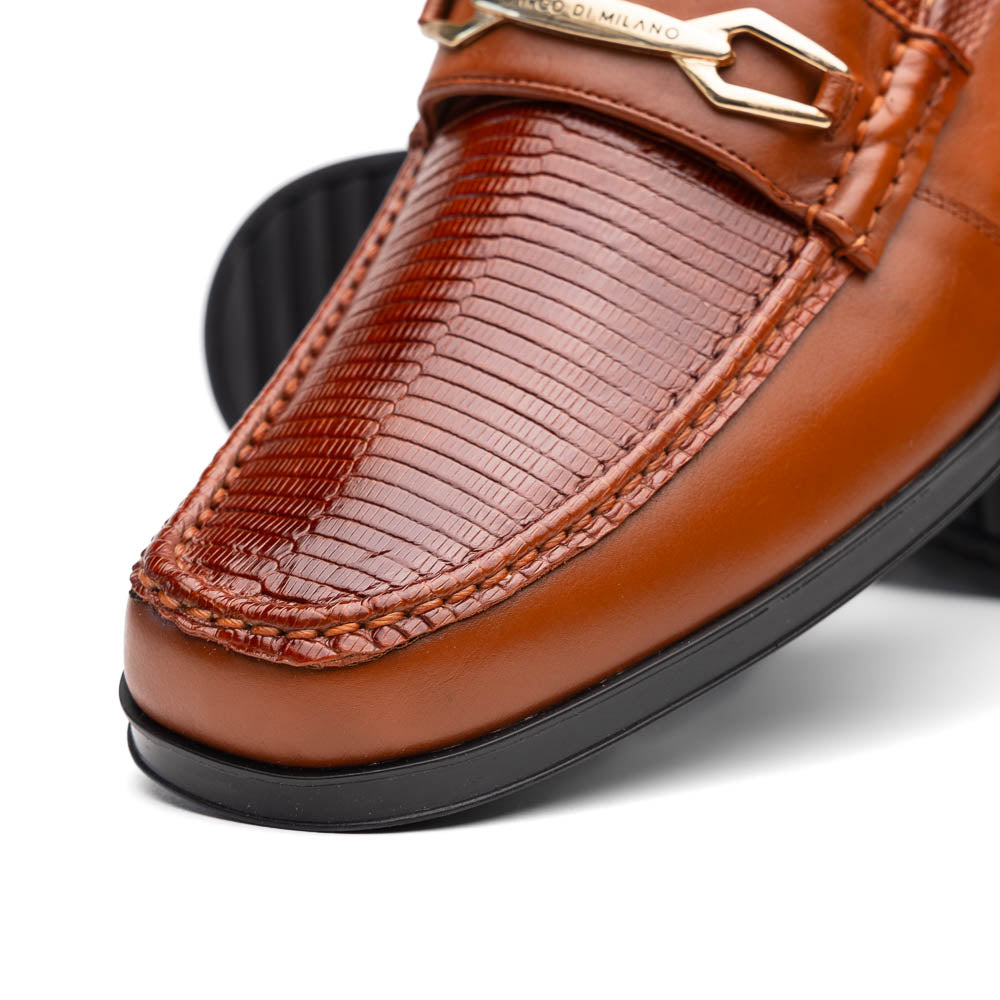 Marco Di Milano Hugo Lizard & Calfskin Bit Loafers Cognac