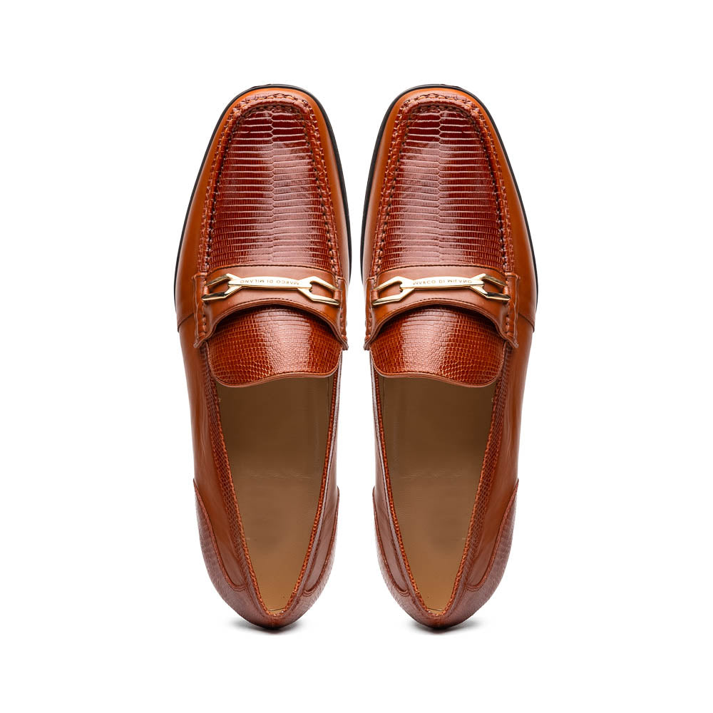 Marco Di Milano Hugo Lizard & Calfskin Bit Loafers Cognac