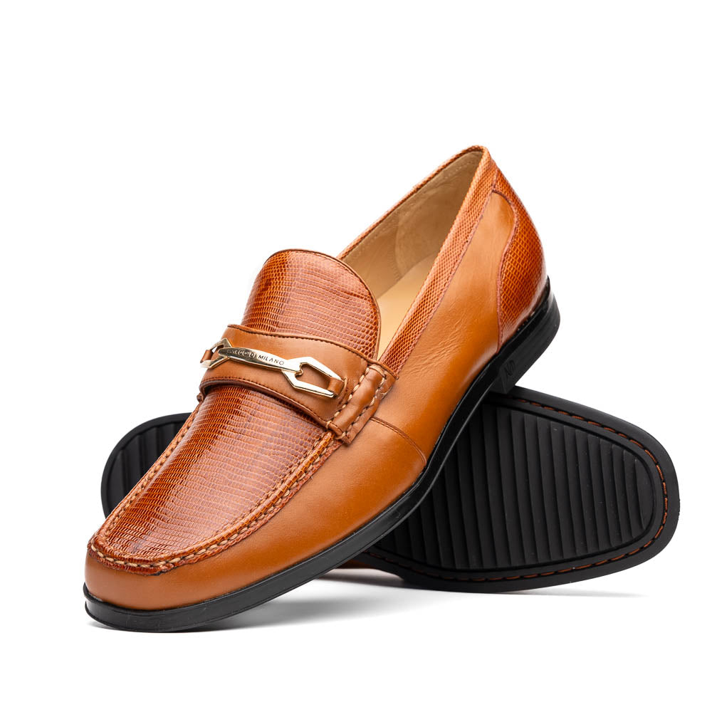 Marco Di Milano Hugo Lizard & Calfskin Bit Loafers Honey