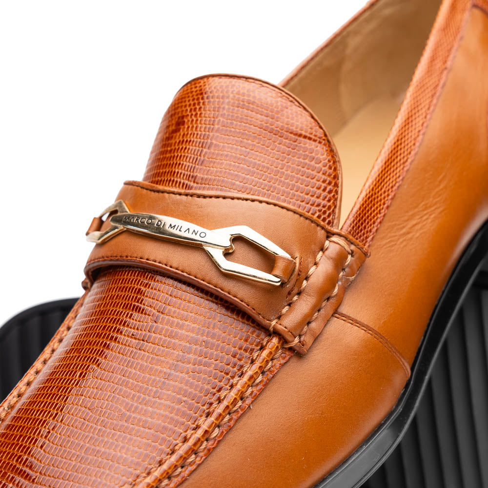 Marco Di Milano Hugo Lizard & Calfskin Bit Loafers Honey