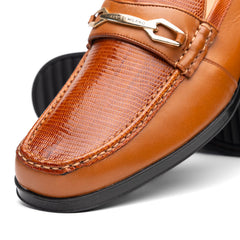 Marco Di Milano Hugo Lizard & Calfskin Bit Loafers Honey