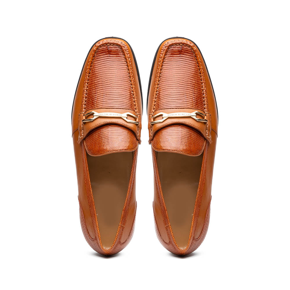 Marco Di Milano Hugo Lizard & Calfskin Bit Loafers Honey