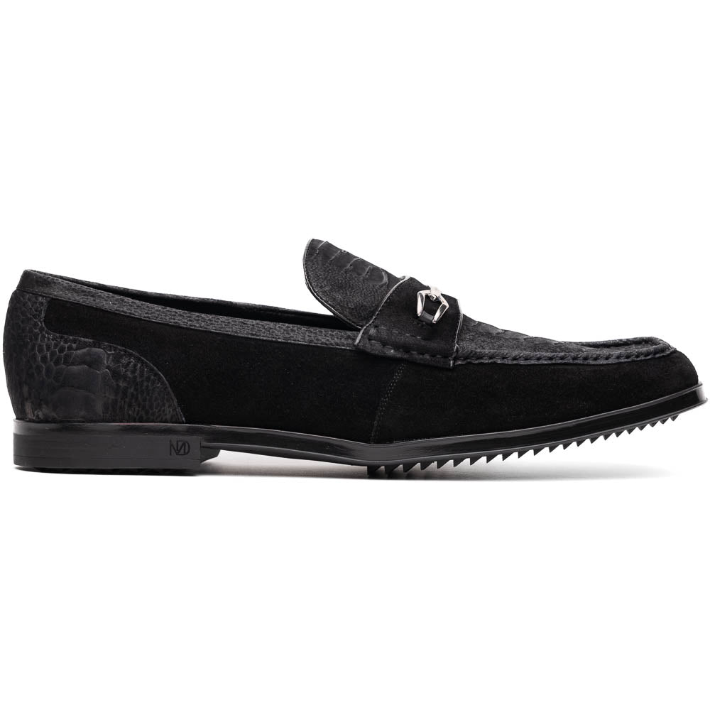 Marco Di Milano Hugo Sueded Ostrich Leg Bit Loafers Black