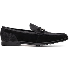 Marco Di Milano Hugo Sueded Ostrich Leg Bit Loafers Black