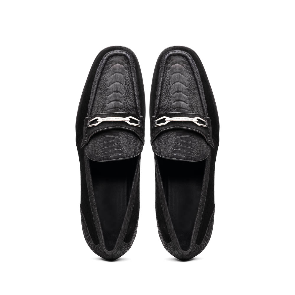 Marco Di Milano Hugo Sueded Ostrich Leg Bit Loafers Black