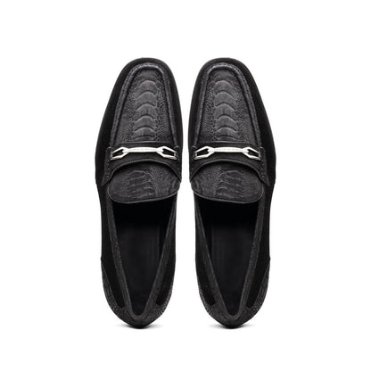 Marco Di Milano Hugo Sueded Ostrich Leg Bit Loafers Black
