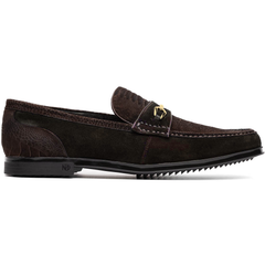 Marco Di Milano Hugo Sueded Ostrich Leg Bit Loafers Brown