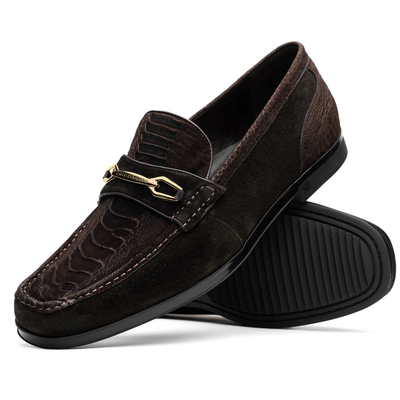 Marco Di Milano Brown Hugo Sueded Ostrich Leg Bit Loafers 2 HUGO OSL_OSTRICH LEG_BROWN-BROWN_8  - from alligatorwarehouse.com
