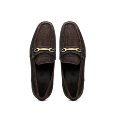 Marco Di Milano Hugo Sueded Ostrich Leg Bit Loafers Brown