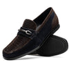 Marco Di Milano Brown-Navy Hugo Sueded Ostrich Leg Bit Loafers 2 HUGO OSL_OSTRICH LEG_BROWN-NAVY_8  - from alligatorwarehouse.com