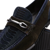 Marco Di Milano Navy-Brown Hugo Sueded Ostrich Leg Bit Loafers 3 HUGO OSL_OSTRICH LEG_NAVY-BROWN_8  - from alligatorwarehouse.com