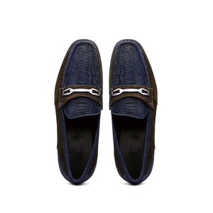 Marco_Di_Milano Hugo: Navy & Brown Leather Dress Shoe